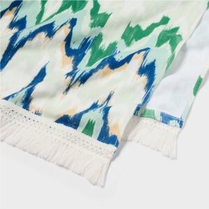THRESHOLD NEW ikat oversized jumbo beach towel -green -72x60